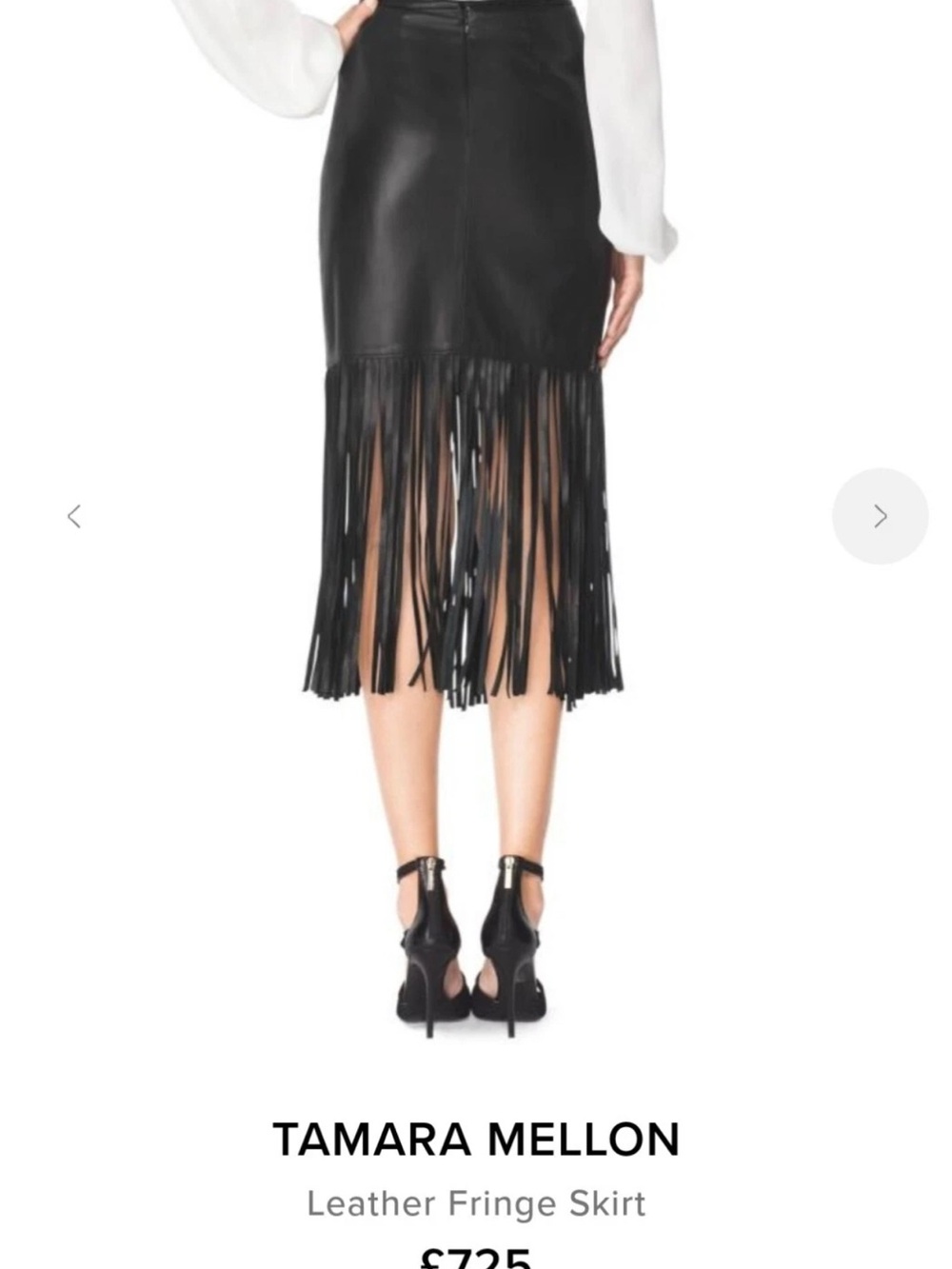 Tamara Mellon Black Natural Leather Fringe Skirt Size 10 Excellent See Photos